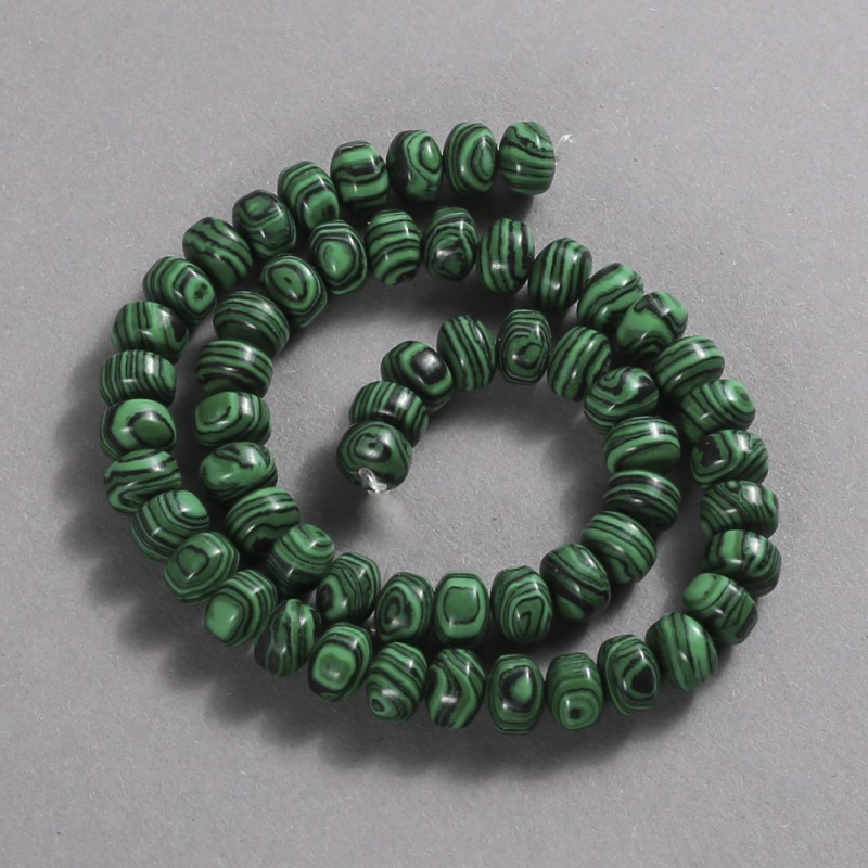 Beads on Strand Malachite (Pressed) Smooth Rondelle, diameter 9x7mm +/-, length 39cm +