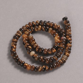 Natural Stone Beads on Strand Tiger's Eye Smooth Rondelle, diameter 6x4mm +/-, length 39cm +