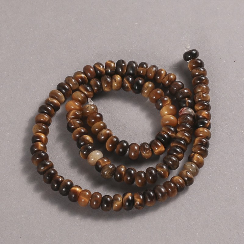 Natural Stone Beads on Strand Tiger's Eye Smooth Rondelle, diameter 6x4mm +/-, length 39cm +