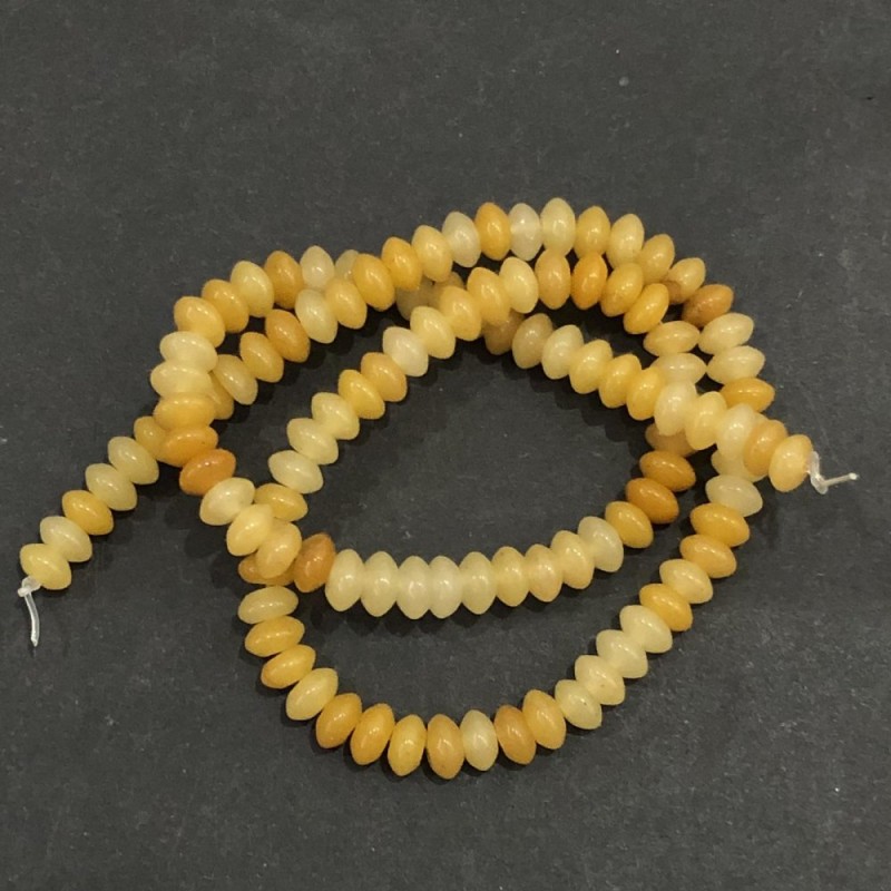 Natural Stone Beads on Strand Yellow Agate Smooth Rondelle, diameter 6x3mm +/-, length 39cm +