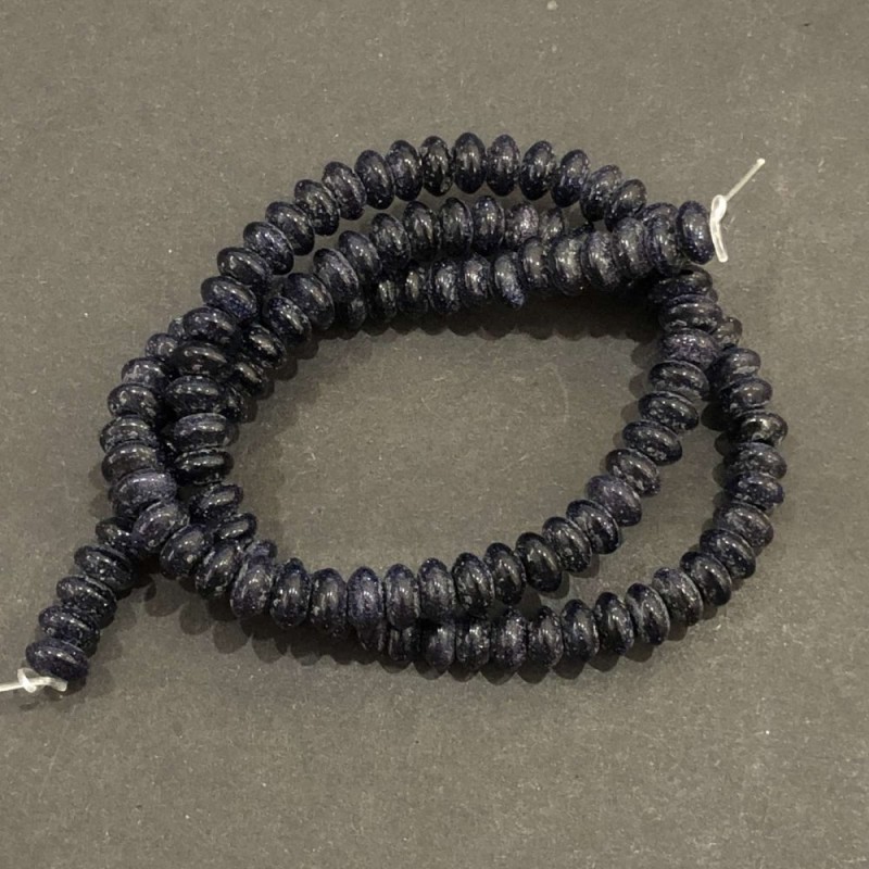 Beads on Strand Aventurine Blue Sand Cairo Night Smooth Rondelle, diameter 6x3mm +/-, length 39cm +