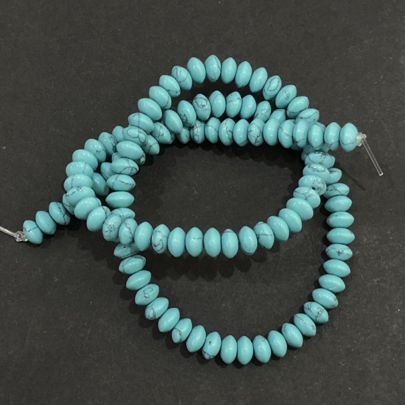 Turquoise Beads (synthetic) smooth rondelle, diameter 6x3 mm +- , length 39 cm +
