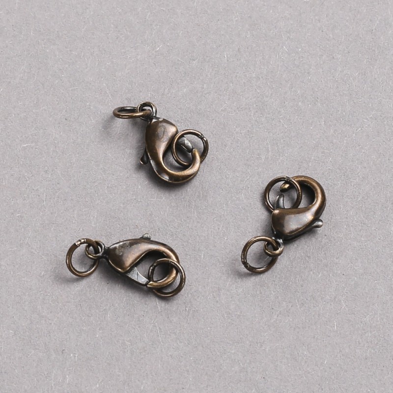 Findings Clasp, Carabiner 8x12mm, Dark Chocolate Metal