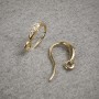 Earring Hooks with White Rhinestones, Yellow Metal 14x2.5mm, Pair