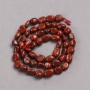 Natural Stone Red Jasper Beads on Thread, Tumbled, Diameter 8x6mm +/-, Length 39cm +