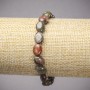 Bracelet on Elastic Band, Natural Stone Picasso Jasper Smooth Oval, diameter 10x8mm+/-, length 18cm+