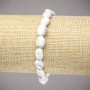 Bracelet on Elastic Band, Natural Stone Cacholong Smooth Oval, diameter 10x8mm+/-, length 18cm+