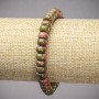 Bracelet on Elastic Cord with Natural Jasper Heliotrope Unakite Stone Smooth Rondelle, Diameter 8x5mm+-, Length 18cm+