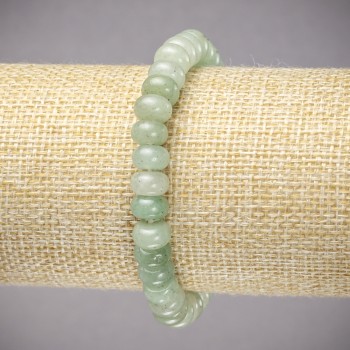 Elastic Bracelet with Natural Nephrite Stone, Smooth Rondelle, Diameter 8x5mm+-, Length 18cm+