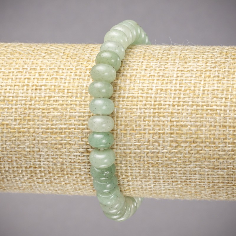 Elastic Bracelet with Natural Nephrite Stone, Smooth Rondelle, Diameter 8x5mm+-, Length 18cm+