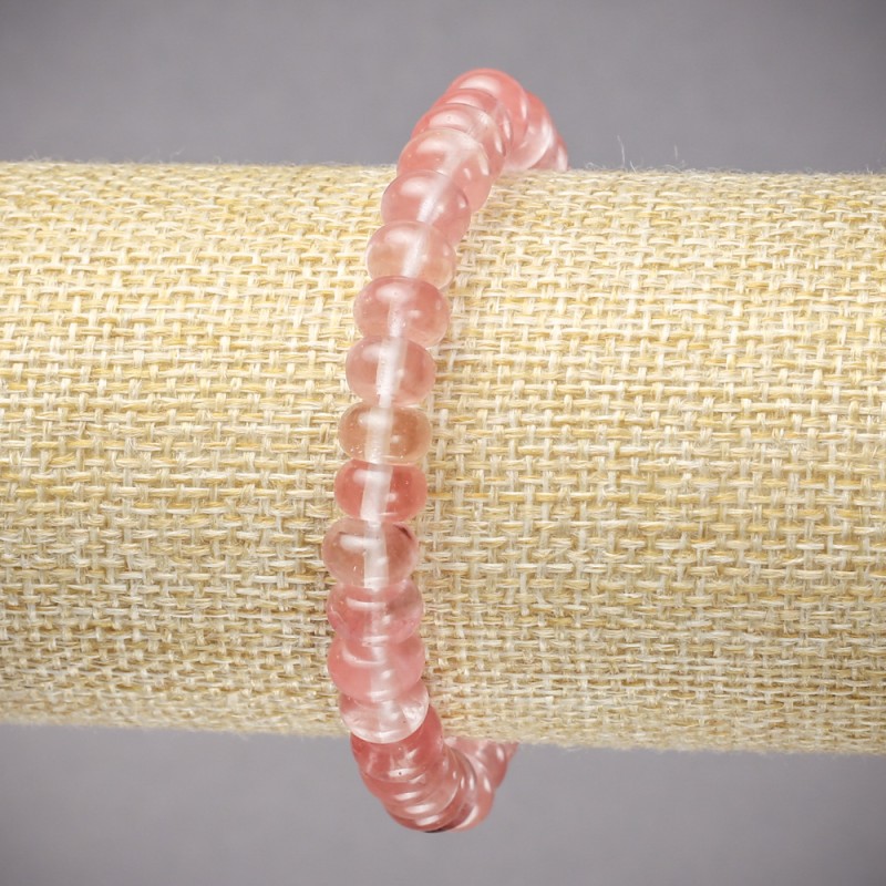 Natural Chalcedony Elastic Bracelet, Smooth Rondelle, Diameter 8x5mm+-, Length 18cm+