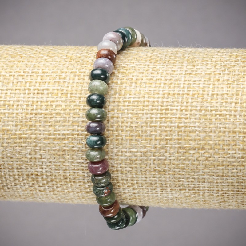 Natural Green Jasper Elastic Bracelet, Smooth Rondelle, Diameter 6x4mm+-, Length 18cm+
