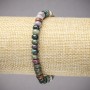 Natural Green Jasper Elastic Bracelet, Smooth Rondelle, Diameter 6x4mm+-, Length 18cm+