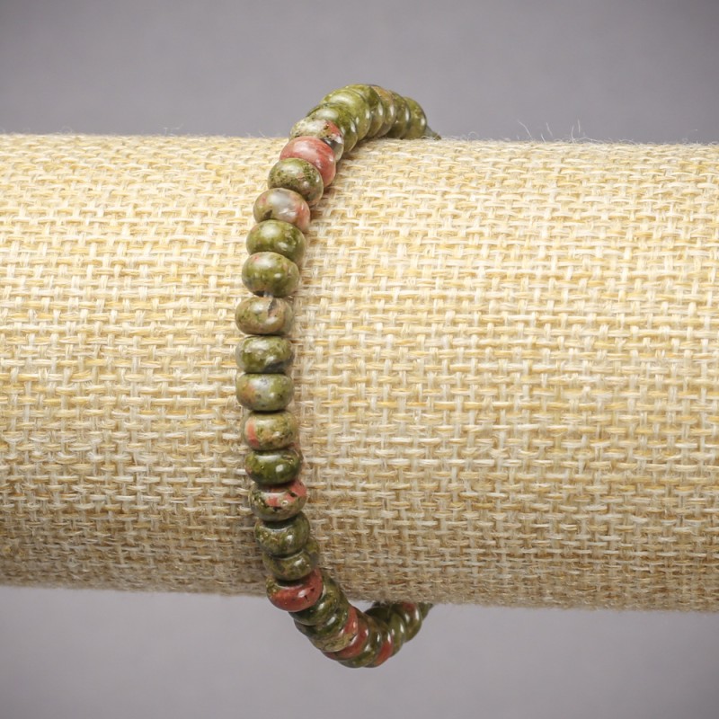 Natural Jasper, Heliotrope & Unakite Bracelet, Smooth Rondelle, Diameter 6x4mm+-, Length 18cm+