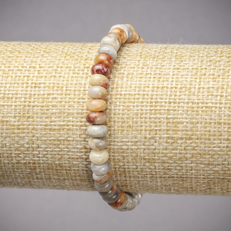 Natural Moroccan Agate Elastic Bracelet, Smooth Rondelle, Diameter 6x4mm+-, Length 18cm+