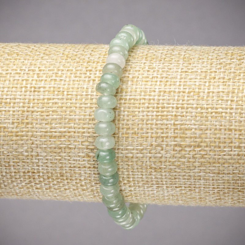 Natural Jade Elastic Bracelet, Smooth Rondelle, Diameter 6x4mm+-, Length 18cm+
