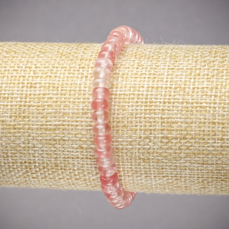Chalcedony Bracelet on Elastic Band, Natural Stone Smooth Rondelle, Diameter 6x4mm+/-, Length 18cm+