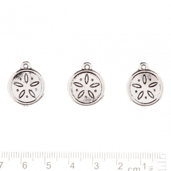 Findings Pendant "Medallion Petals Ornament" metal color "silver" pack. 20g +/-8pcs