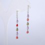 Xuping Stud Earrings, Rhodium Plated with White Rhinestones and Crystals, Length 42mm+