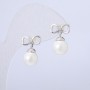 Xuping Stud Earrings, Rhodium Plated with White Bead, Diameter 18x12mm+