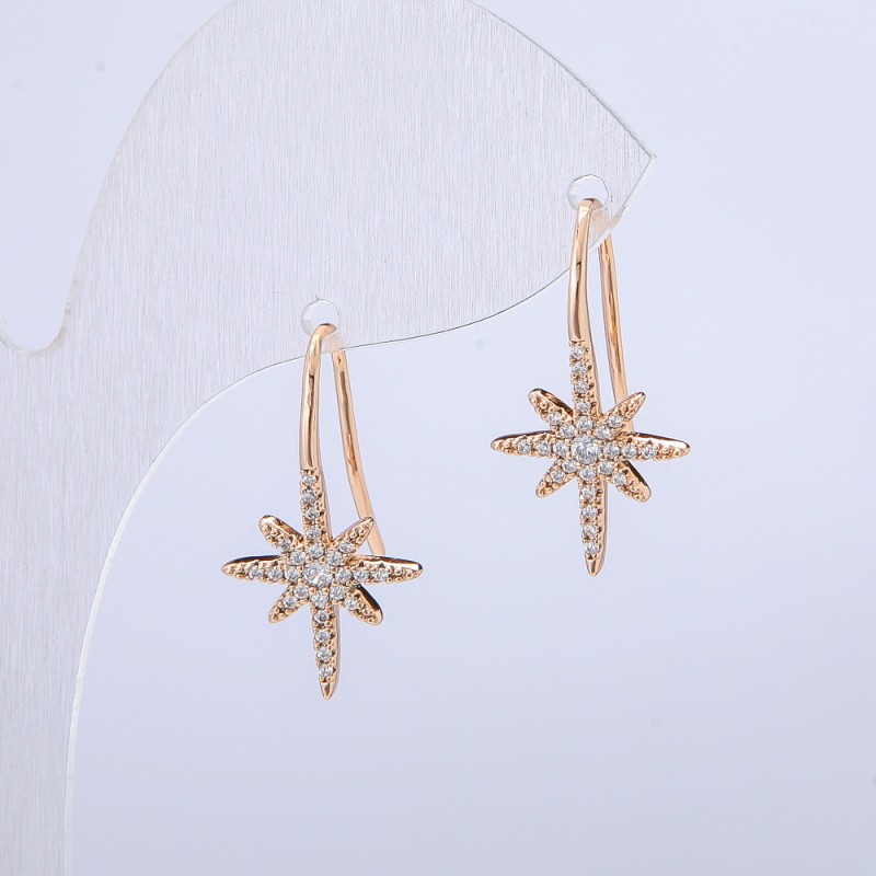 Xuping Earrings, 18K Gold Plated with White Rhinestones, 22x12mm +