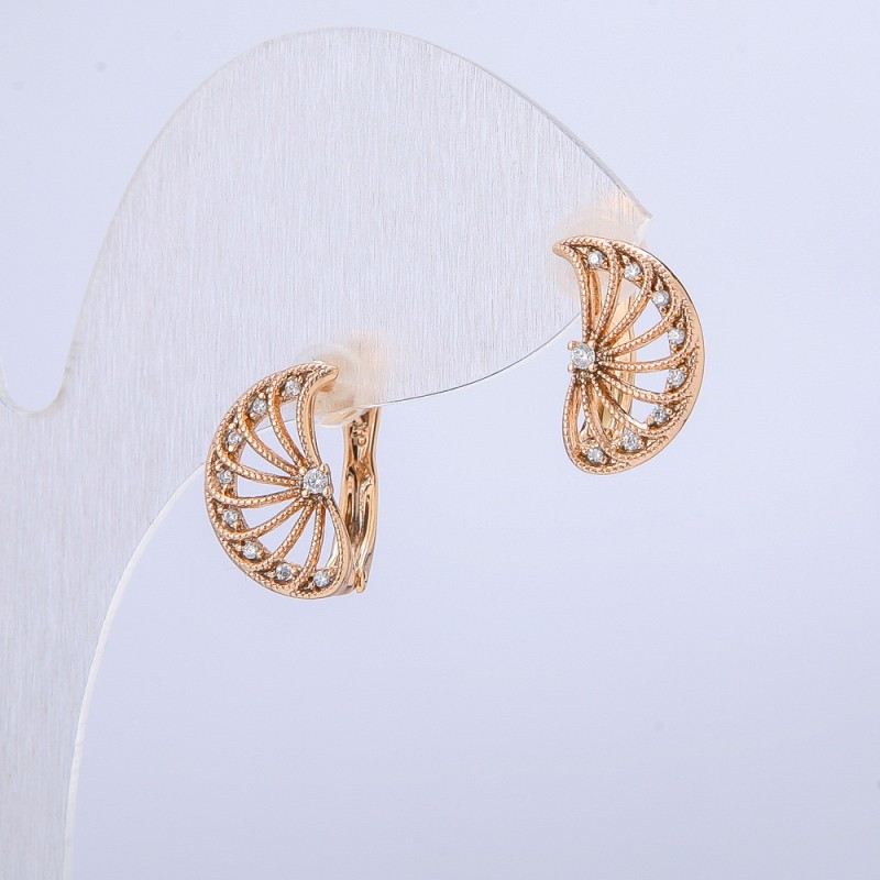 Xuping Earrings, 18K Gold Plated with White Rhinestones, 14x10mm +