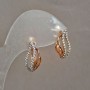 Xuping Earrings, 18K Gold Plated with White Rhinestones, 18x8mm +