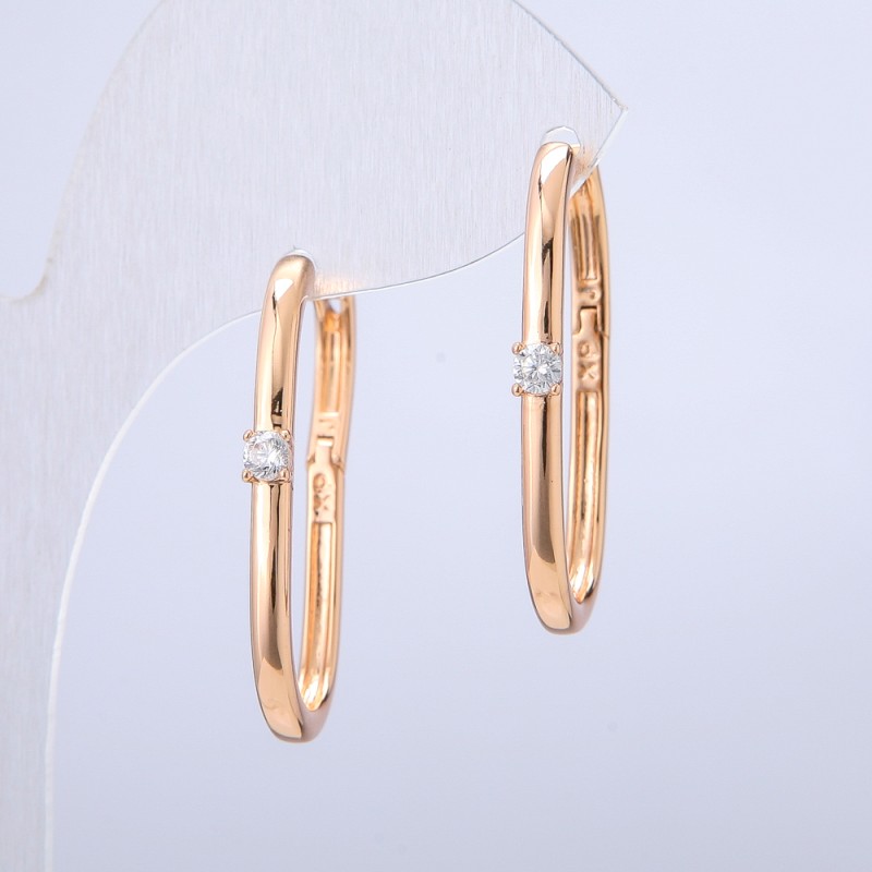 Xuping Earrings, 18K Gold Plated, with White Rhinestone, 2.5mm Thickness +/-, 30mm Length +