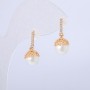Xuping Earrings, 18K Gold Plated with White Rhinestones and a Bead, length 22mm +