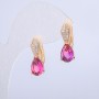 Xuping Earrings, 18K Gold Plated with White Rhinestones and a Raspberry Crystal, 20x6mm +