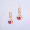 Xuping Earrings 18K Gold Plated with Blue-Crimson Crystal, diameter 27x10mm +