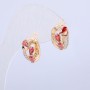 Xuping Earrings 18K Gold Plated with White Rhinestones and Red Crystals, diameter 15x12mm +