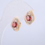 Xuping Earrings 18K Gold Plated with White Rhinestones and Red Crystals, diameter 16x12mm +