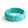 Green Turquoise Bracelet with Veining, Large Rectangular Stones 20x30mm, on Elastic Band