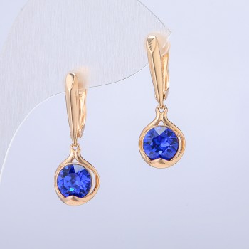 Xuping Earrings 18K Gold Plated with Blue Crystals, diameter 10x26mm +
