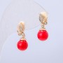 Xuping Stud Earrings 18K Gold Plated with White Rhinestones and Red Bead, diameter 20x8mm +