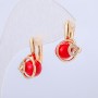 Xuping Earrings 18K Gold Plated with White Rhinestones and Red Bead, diameter 18x10mm +