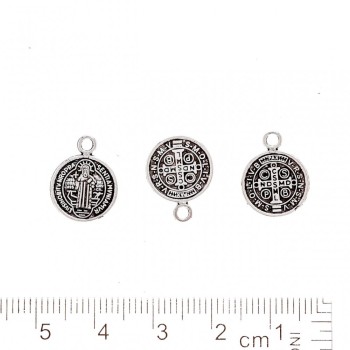Findings Pendant "Saint" metal color "silver", diameter 12mm pack. 20g +/-35pcs