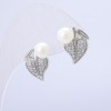 Xuping Rhodium Earrings with White Rhinestones and White Bead, 16x14mm +