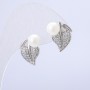 Xuping Rhodium Earrings with White Rhinestones and White Bead, 16x14mm +