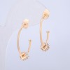 Xuping Stud Earrings, 18K Gold Plated, with White Stones, 24x6mm Diameter +