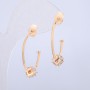 Xuping Stud Earrings, 18K Gold Plated, with White Stones, 24x6mm Diameter +