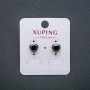 Xuping Heart Stud Earrings, 18K Gold Plated, with Black Crystal, 8mm Diameter +