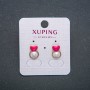 Xuping Heart Earrings, Stud Earrings, 18K Gold Plated with Pink Enamel and White Bead, 12x8mm +