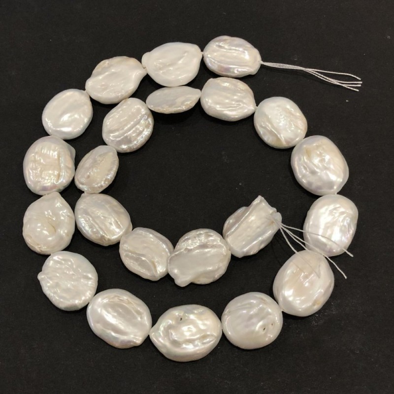 Strand of Natural Baroque Pearls, 19x15mm, Length 40cm +/-, with Sheen