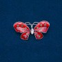 Sale! Butterfly Brooch, Gold-Tone Metal, Enamel and White Rhinestone, 48x24mm +