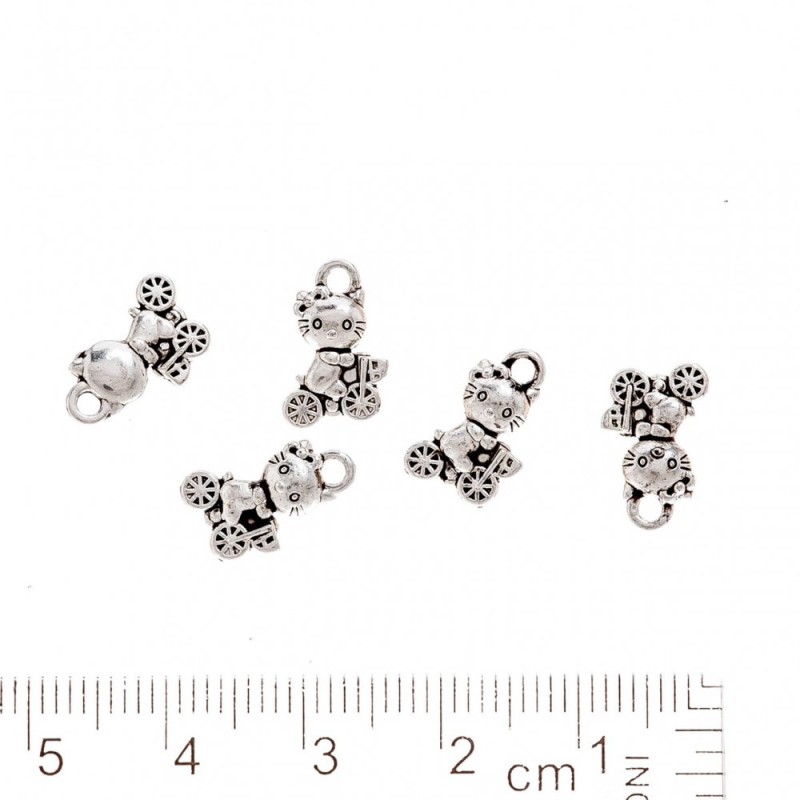 Findings Pendant "Hello Kitty on a Bicycle" 12x7mm pack. 20g +/-37pcs metal color "silver"