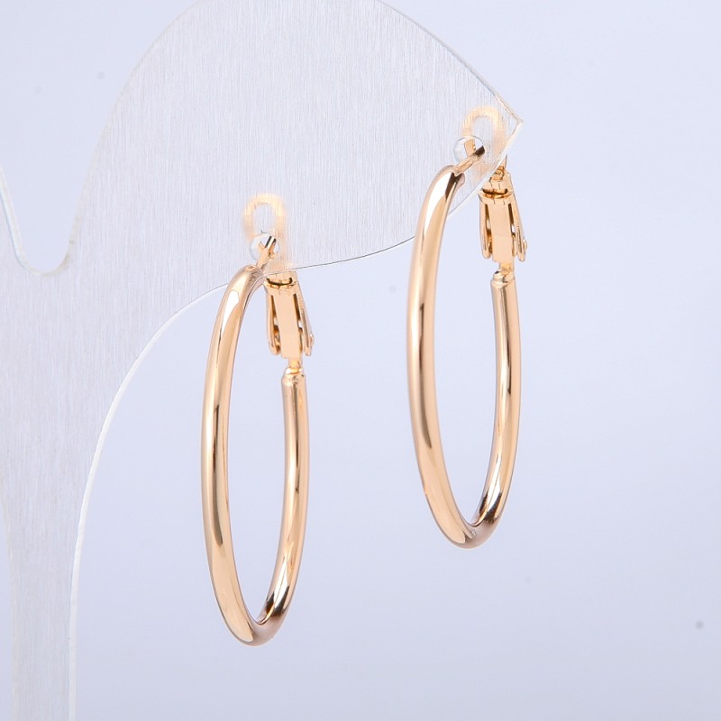Xuping Hoop Earrings, 18K Gold Plated, Thickness 2mm +/-, Diameter 50mm +