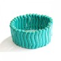 Green Turquoise Bracelet with Veining, Thin Wave, on Elastic Band