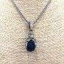 Pendant "Paw with Ball" Blue 45x15mm +/-, on Chain, Length 70cm +/-, Silver-Tone Metal